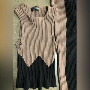 Fashion Nova Two-Tone Ribbed Knit Sleeveless Top Set